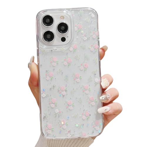 CrazyLemon für iPhone 16 Pro Schutzhülle, Transparentes Silikon Süßes Mädchen Blumenmuster für Frauen Mädchen Schlank Anti-Gelb TPU Gummi Stoßfest Handyhülle - Blumen 06 von CrazyLemon