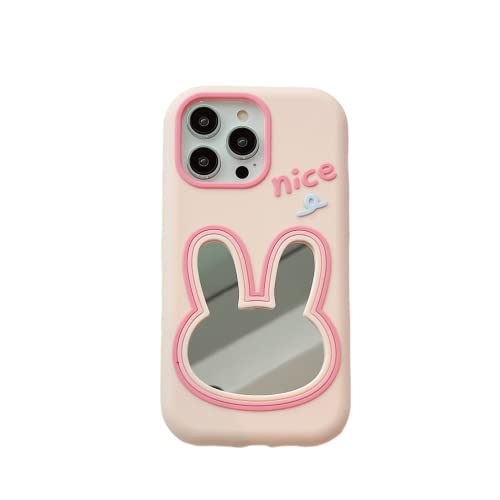 CrazyLemon iPhone 13 Pro Hülle, Weich Gummi Gel Cool Kawaii 3D Karikatur Junge Mädchen Teenager HandyHülle Schützende Hüllen für iPhone 13 Pro mit Spiegel - Kaninchen von CrazyLemon