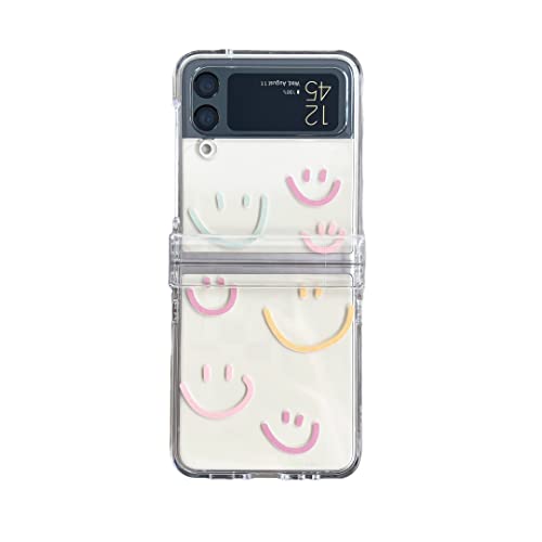 Hülle für Samsung Galaxy Z Flip 4 5G Hüllen, CrayLemon Transparent Handyhülle Dünn Durchsichtig PC Hülse Schutzhülle Case mit Scharnierschutz für Galaxy Z Flip 4 - Lächeln von CrazyLemon