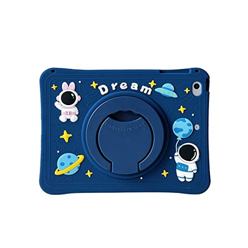 Hülle für iPad Mini 4 / Mini 5, CrazyLemon Kind Teenager Junge Mädchen Weich Silikon Hülle Schutzhülle 360° Drehbarem Tablet Ständer mit Schlüsselband - Hase Raumfahrer von CrazyLemon