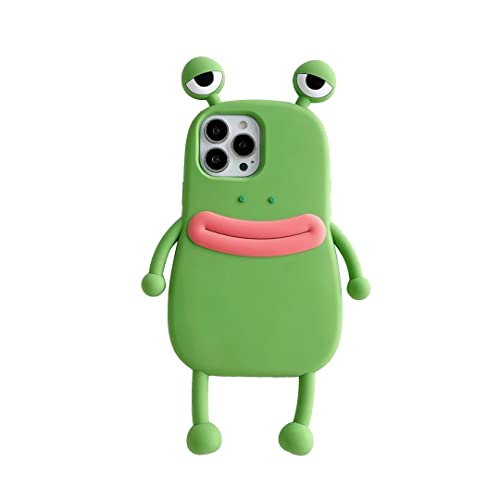 Silikonhülle für iPhone 11 Pro Max, CrazyLemon Süße 3D Wurst Mund Cartoon Kinder Mädchen Spaß Weiche Hüllen Ziemlich Lustiges Design Modisch Stilvoll Kawaii Einzigartige Schutzhülle - Frosch Grün von CrazyLemon