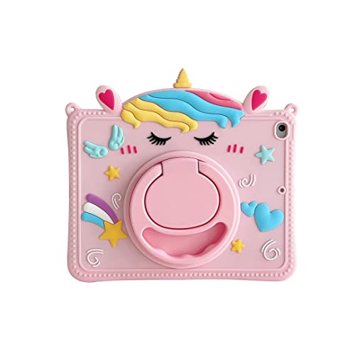 für iPad Mini 6 Hülle, CrazyLemon Kawaii Cartoon Süße Anime Figur Muster Weich Silikon Schutzhülle 360° Drehbarem Tablet Ständer mit Schlüsselband - Einhorn von CrazyLemon