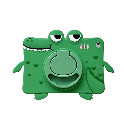 für iPad Mini 6 Hülle, CrazyLemon Kawaii Cartoon Süße Anime Figur Muster Weich Silikon Schutzhülle 360° Drehbarem Tablet Ständer mit Schlüsselband - Krokodil von CrazyLemon