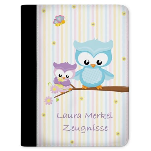 CreaDesign Customize A4 Zertifikatsmappe für Kinder 26,7x32,7x1 cm, Sichtbuch mit 10 Klarsichthüllen, erweiterbar auf bis zu 20 Taschen, Eule design, Dokumentenmappe für Schüler von CreaDesign
