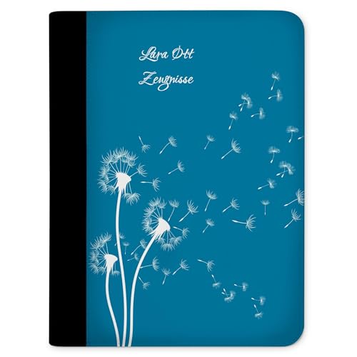 CreaDesign Customize A4 Zertifikatsmappe für Kinder 26,7x32,7x1 cm, Sichtbuch mit 10 Klarsichthüllen, erweiterbar auf bis zu 20 Taschen, Blau Pusteblume design, Dokumentenmappe für Schüler von CreaDesign