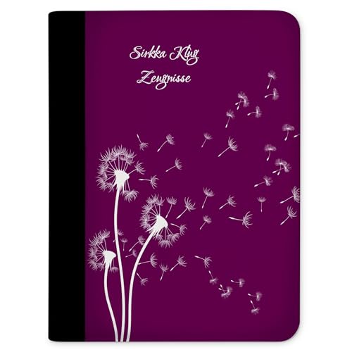 CreaDesign Customize A4 Zertifikatsmappe für Kinder 26,7x32,7x1 cm, Sichtbuch mit 10 Klarsichthüllen, erweiterbar auf bis zu 20 Taschen, Lila Pusteblume design, Dokumentenmappe für Schüler von CreaDesign