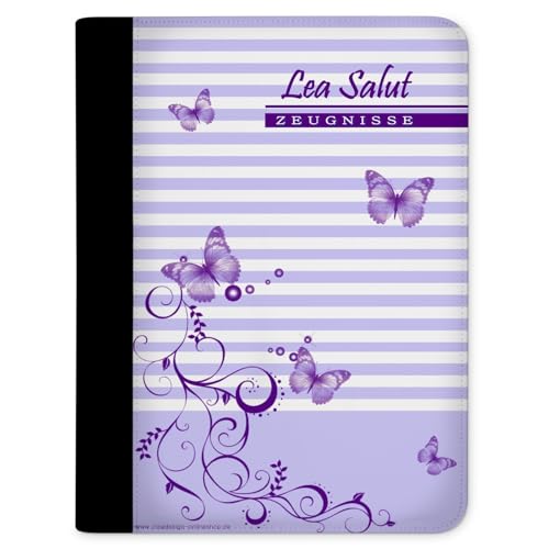 CreaDesign Customize A4 Zertifikatsmappe für Kinder 26,7x32,7x1 cm, Sichtbuch mit 10 Klarsichthüllen, erweiterbar auf bis zu 20 Taschen, Schmetterling Lila design, Dokumentenmappe für Schüler von CreaDesign