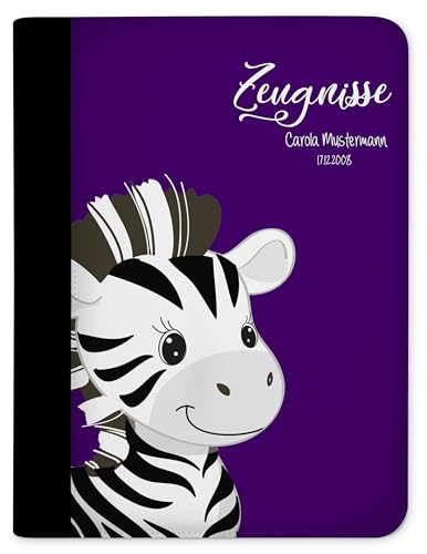 CreaDesign, Kinder Zeugnismappe mit Namen personalisiert, Zeugnis Mappe Zebra Lila mit 10 Klarsichthüllen, A4, 26,7 x 32,7 x 1 cm, Rücken schwarz CreaDesign, Kinder Zeugnismappe mit Namen personalisiert, Zeugnis Mappe Zebra Lila mit 10 Klarsichthüllen, A4, 26,7 x 32,7 x 1 cm, Rücken schwarz von CreaDesign
