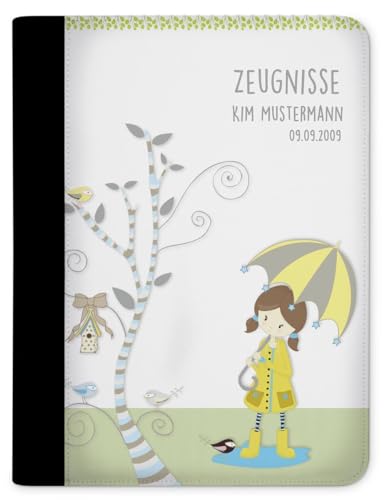 CreaDesign, Kinder Zeugnismappe personalisiert mit Namen, Zeugnis Mappe Mädchen, DIN A4, 26,7 x 32,7 x 1 cm, Rücken schwarz von CreaDesign