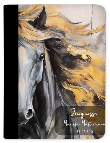 CreaDesign Zeugnismappe personalisiert mit Namen, Zeugnis Mappe Pferd Magic mit 10 Klarsichthüllen, A4, 26,7 x 32,7 x 1 cm, Rücken schwarz von CreaDesign