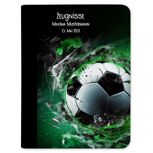 Zeugnismappe / Dokumentemappe Fußball Splash mit Klarsichthüllen von CreaDesign