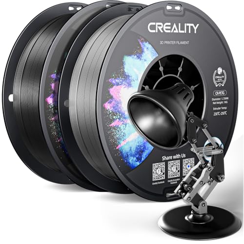 CREALITY PETG Filament 1,75 mm für 3D-Drucker 2 kg, sorgfältig gewickelte Spule, Maßgenauigkeit ± 0,03 mm, 2024 Set, geeignet für die meisten FDM 3D-Drucker, Schwarz + Grau von Creality