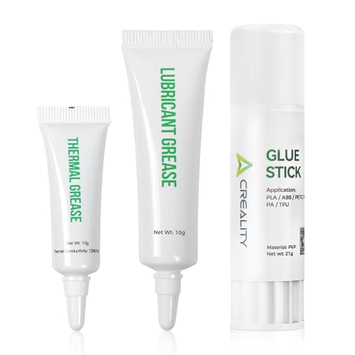 Creality 3D-Drucker Wärmeleitpaste & Schmierfett & Klebestift 3er-Pack, 250℃ Hohe Wärmeleitfähigkeit+ Schmierung und Geräuschreduzierung+ Heißbettkleber PVP, für Ender 3/Ender 3 V3 SE/KE/K1/K1C/K1 Max von Creality