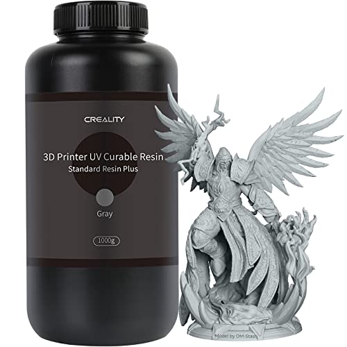 Creality 3D-Drucker Resin, UV 405nm Standard Photopolymer Resin mit hoher Genauigkeit, Geruchsarm, Schnelle Aushärtung, Hervorragender Fließfähigkeit für LCD 3D Drucker (Grau, 1000g) von Creality