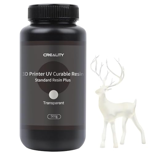 Creality 3D-Drucker Resin, UV 405nm Standard Photopolymer Resin mit hoher Genauigkeit, Geruchsarm, Schnelle Aushärtung, Hervorragender Fließfähigkeit für LCD 3D Drucker (Transparent, 1000g) von Creality