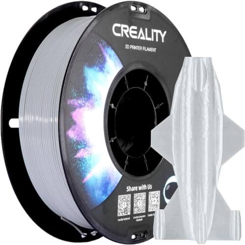 Creality CR-PETG 3D-Druckfilament 1,75 mm, Ausgezeichnete Zähigkeit, Hohe Präzision, Geruchlos, Ungiftig, Feuchtigkeitsbeständig, 1 kg (2,2 lbs), Glänzendes PETG-Filament für 3D-Drucker (Grau) von Creality