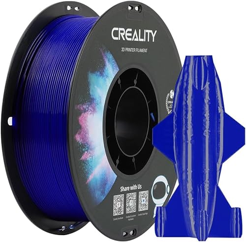 Creality CR-PETG 3D-Druckfilament 1,75 mm, Ausgezeichnete Zähigkeit, Hohe Präzision, Geruchlos, Ungiftig, Feuchtigkeitsbeständig, 1 kg (2,2 lbs) Druck Filament für 3D-Drucker(Klares Blau) von Creality