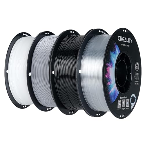 Creality CR-PETG Filament 1.75mm 4kg, 3D Drucker Filament PETG 4 x 1kg Spule, Weiß+Schwarz+Grau+Transparent, Maßgenauigkeit +/-0,02mm Vakuumverpackung von Creality