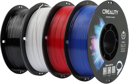 Creality CR-PETG Filament 1.75mm 4kg, 3D Drucker Filament PETG 4 x 1kg Spule, Weiß+Schwarz+Rot+Blau, Maßgenauigkeit +/-0,02mm Vakuumverpackung von Creality