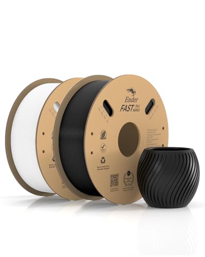 Creality Ender Fast PLA Filament 1.75mm, 3D Drucker Filament High Speed bis zu 300mm/s, recycelbare Pappspule, Fit die meisten FDM 3D Drucker bis 1kg*2 (2.2lb*2) Weiß + Schwarz von Creality