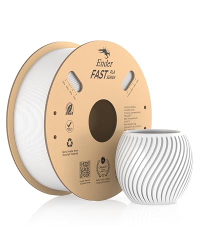 Creality Ender Fast PLA Filament 1.75mm, 3D Drucker Filament High Speed bis zu 300mm/s, recycelbare Pappspule, Fit die meisten FDM 3D Drucker bis 1kg (2.2lb) Weiß von Creality