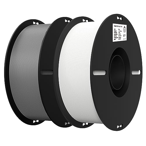 Creality Ender PLA Filament 1,75mm 2 Packs für 3D-Drucker, 2 x 1kg Spule 3D Druck Filament, Maßgenauigkeit +/- 0,03mm, passend für die meisten FDM 3D Drucker, Weiß & Grau von Creality