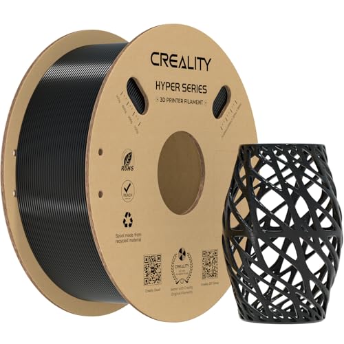 Creality Hyper PETG Filament 1,75mm (Schwarz), 2024 Neues 1kg 3D-Drucker Filament PETG Hochgeschwindigkeit, 3D-Druckmaterialien für die Meisten 3D-Drucker K1/ K1 MAX/ K1C (1kg/ Spule) von Creality