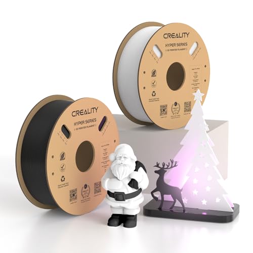 Creality Hyper PLA Filament, 3D Drucker High Speed Filament, 1.75mm 3D Druck Filament für Hochgeschwindigkeitsdruck, Maßgenauigkeit +/-0.02mm, 2kg (1kg/Spule*2) - Weiß + Schwarz von Creality