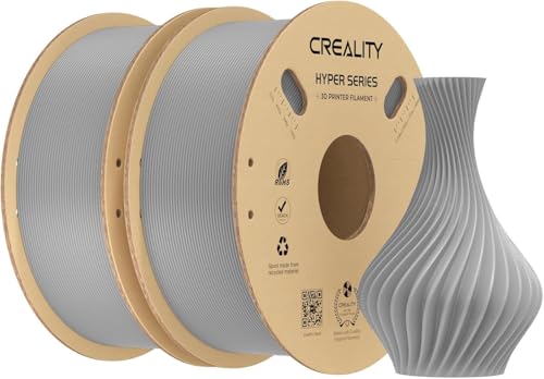 Creality Hyper PLA Filament 1,75mm Bundle 2kg, Hochgeschwindigkeits Filament (30-600mm/s), Kompatibel mit den meisten 3D-Drucker wie Creality K1C K1 Max, Grau & Grau von Creality