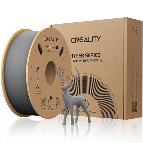 Creality Hyper PLA Filament 1.75 mm, Offizielles Filament 1.75 mm PLA, 3D Drucker Filament für Hochgeschwindigkeitsdruck, langlebig und beständig, Maßgenauigkeit +/-0.03 mm, 1 kg/Spule (Grau) von Creality