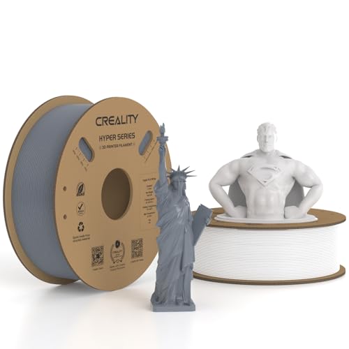 Creality Hyper PLA Filament 1.75 mm 2 KG Weiß & Grau, 30-600 mm/s Hochgeschwindigkeits PLA 3D Drucker Filament, 2 Pack 1KG Spule (2.2 lbs) PLA, Maßgenauigkeit +/-0.02 mm, für die meisten 3D Drucker von Creality