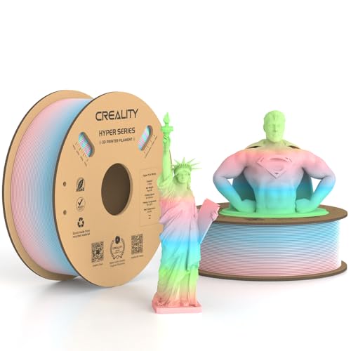 Creality Hyper PLA Filament Regenbogen 1 KG 1.75 mm, Hochgeschwindigkeits 3D Drucker Filament(600 mm/s), Langlebig und Glatt, Maßgenauigkeit +/-0.03 mm, 1 KG (2.2 lbs)/Spule (Frühlingssee Farbverlauf) von Creality