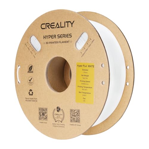 Creality Hyper PLA Filament für 3D Drucker, 1,75mm 3D Druck Filament, 1kg Pappspule, Maßgenauigkeit +/- 0,03 mm, passend für die meisten FDM 3D Drucker (Weiß) von Creality