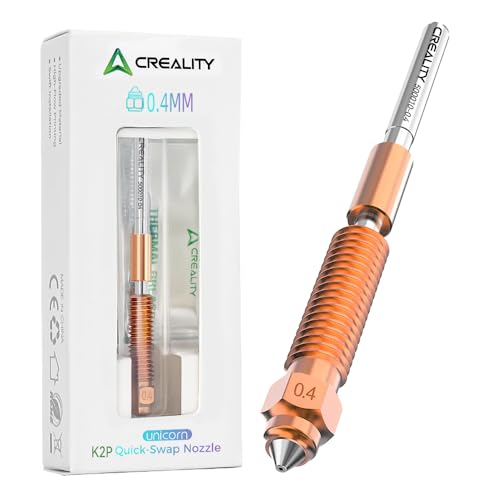 Creality Offcial K2 Plus Düse, Original Unicorn Quick-Swap 3D-Druckerteil mit Titanlegierung Hals, Kupferlegierung und gehärtetem Stahl für K2P/Creality Hi Combo 3D-Drucker (0,4 mm) von Creality