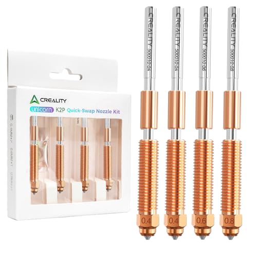 Creality K2 Plus/Creality Hi Combo Düsen Kit, Offizielles Unicorn Quick-Swap 3D Drucker Zubehör Düse mit Titanium Legierung Hals, Kupfer Legierung und gehärtetem Stahl（0.4 0.6 0.8mm 4PCS） von Creality