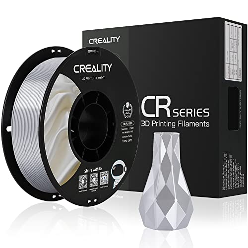 Creality Official Silk PLA Filament 1.75 mm, 3D Drucker Filament PLA No-Verwicklung, starke Bindung und Überlang Leistung Dimensionale Genauigkeit +/-0.02mm, 1kg (2.2lbs)/Spule - Silber von Creality