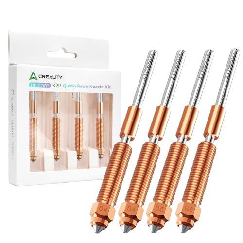 Creality Official Unicorn K2 Plus Schnellwechseldüsen-Set 4-teilig mit 0,4 mm x 2, 0,6 mm, 0,8 mm von Creality
