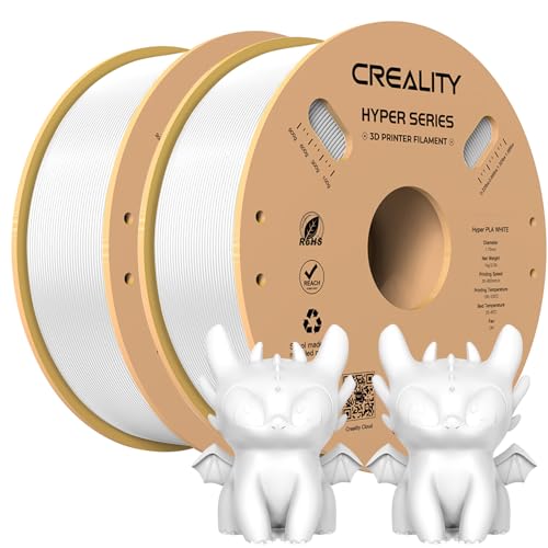Creality Offizielles 3D-Drucker-Filament, Hyper PLA-Filament für Hochgeschwindigkeitsdruck, langlebig und widerstandsfähig,, Überhangleistung, Maßgenauigkeit +/- 0,03 mm, 2 kg, Weiß und Weiß von Creality