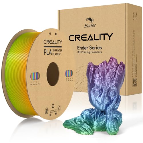 Creality PLA Filament 1.75mm, Offiziell Filament 1.75mm PLA 3D Drucker Filament Karton Spule Glattes Drucken Weniger-Wirrwarr Maßgenauigkeit +/- 0.03mm 1kg/Rolle(2.2lbs), Regenbogen von Creality