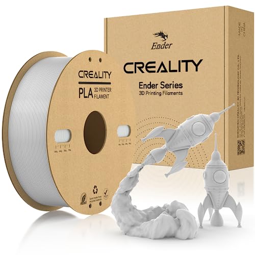 Creality PLA Filament 1.75mm, Offiziell Filament 1.75mm PLA 3D Drucker Filament Karton Spule Glattes Drucken Weniger-Wirrwarr Maßgenauigkeit +/- 0.03mm 1kg/Rolle(2.2lbs), Silber von Creality