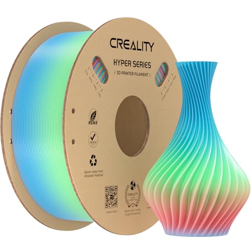 Creality Rainbow PLA für 3D-Drucker, 3D-Drucker-Filament für hohe Geschwindigkeiten von 300 mm/s, Regenbogen-PLA mit langem Farbverlauf von Creality