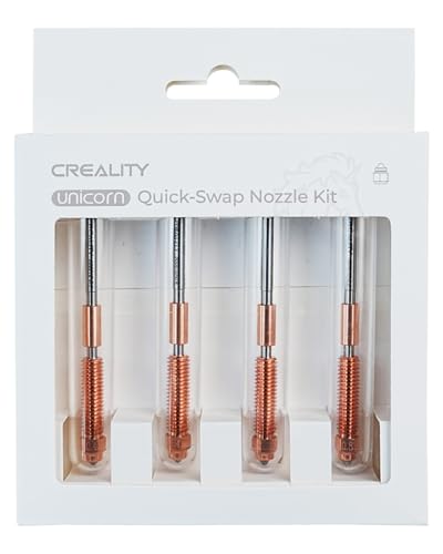 Offizielle Creality K1C Düsen 0.4mm, 0.6mm, 0.8mm 4PCS, Einhorn Quick-Swap 3D Drucker Düse Kit, Ender 3 V3 Düsen Kupferlegierung und gehärtete Stahldüse für Creality K1C, Ender 3 V3 3D Drucker von Creality