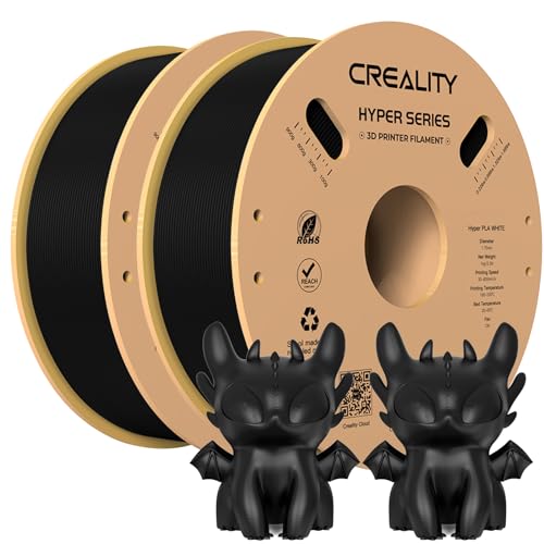 Creality Official Hyper PLA Filament Schwarz+Schwarz 2KG, 3D Drucker Filament für Hochgeschwindigkeitsdruck, langlebig und widerstandsfähig, glatt, Überhang Leistung Maßgenauigkeit +/-0.03mm, 2 Rollen von Creality