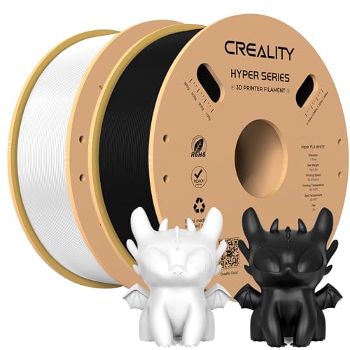 Offizielles 3D-Drucker-Filament Hyper PLA-Filament, Creality PLA-Filament für Hochgeschwindigkeitsdruck, langlebig und widerstandsfähig, Überhangleistung, Maßgenauigkeit +/- 0,03 mm, 2 kg (Schwarz + von Creality
