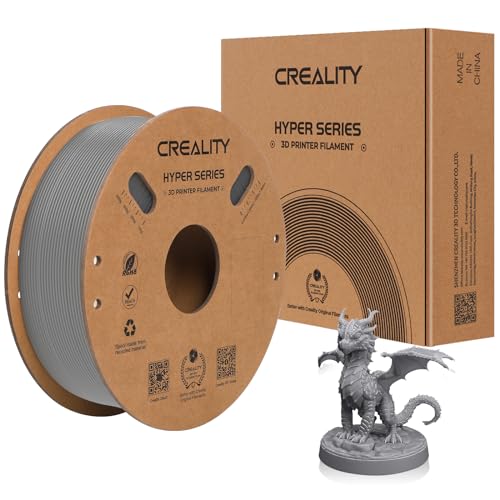 Offizielles Hyper ABS Filament, Creality 3D Drucker Filament 1.75mm für Hochgeschwindigkeitsdruck, Hitzebeständig, Stark & Langlebig, Maßgenauigkeit +/- 0.03mm, 1kg /Spool (Grau) von Creality