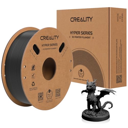 Offizielles Hyper ABS Filament, Creality 3D Drucker Filament 1.75mm für Hochgeschwindigkeitsdruck, Hitzebeständig, Stark & Langlebig, Maßgenauigkeit +/- 0.03mm, 1kg /Spool (Schwarz) von Creality