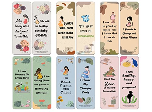 Creanoso Affirmation Lesezeichen für schwangere Mütter (12er-Pack) - Tägliches Inspirationskarten-Set - Interessante Buchseiten-Clippers - Tolle Geschenke für werdende Mütter von Creanoso
