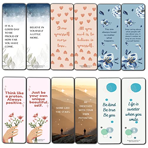Creanoso Lesezeichen zum Selbstvertrauen (2 Sets x 6 Karten) – Inspirierendes Karten-Set – Interessante Buchseiten-Clippers – Tolles Geschenk für Erwachsene und Profis von Creanoso