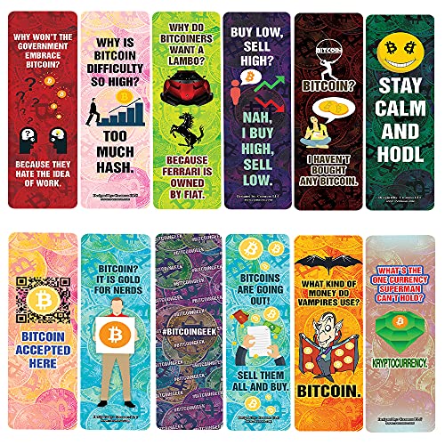 Creanoso Lustige Krypto-Bitcoin-Lesezeichen (5 Sets x 6 Karten) – Vorteilspackung Partygeschenke und Firmen-Giveaways-Anreize von Creanoso