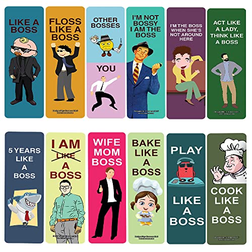 Creanoso Lustige Lesezeichen Like a Boss Lesezeichen (10 Sets X 6 Karten) - Inspirierendes Lesezeichen-Set - Lustige Buchseitenknipser für Männer Frauen - Tolle Geschenke für Erwachsene und Profis von Creanoso